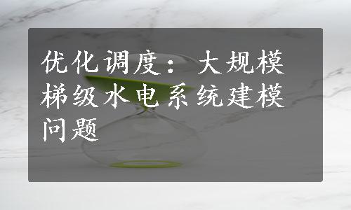 优化调度：大规模梯级水电系统建模问题