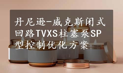 丹尼逊-威克斯闭式回路TVXS柱塞泵SP型控制优化方案