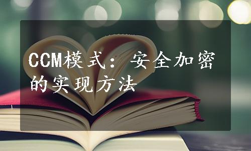 CCM模式：安全加密的实现方法