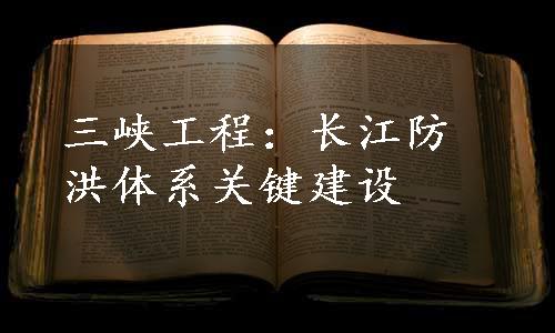 三峡工程：长江防洪体系关键建设