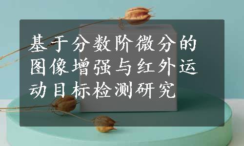 基于分数阶微分的图像增强与红外运动目标检测研究