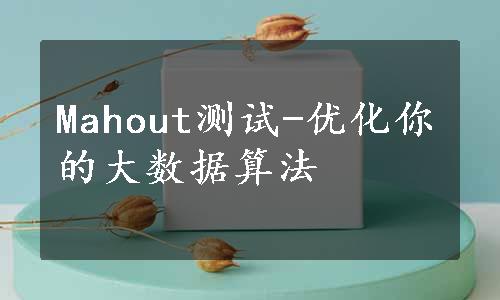 Mahout测试-优化你的大数据算法