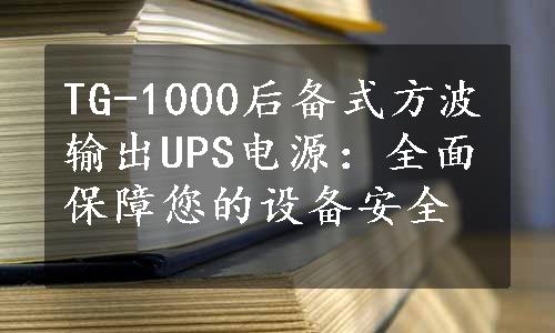 TG-1000后备式方波输出UPS电源：全面保障您的设备安全