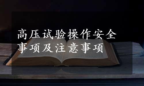 高压试验操作安全事项及注意事项