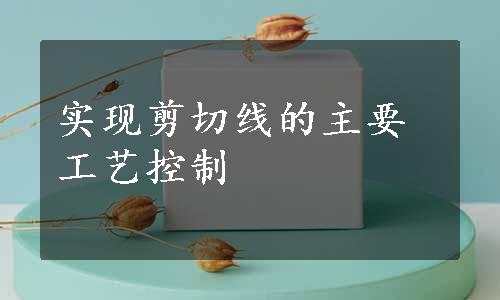 实现剪切线的主要工艺控制