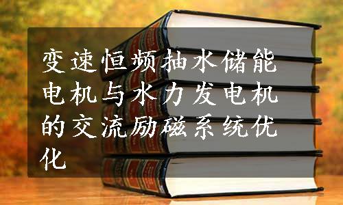 变速恒频抽水储能电机与水力发电机的交流励磁系统优化