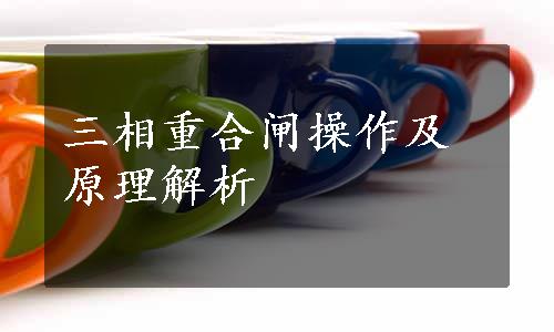 三相重合闸操作及原理解析