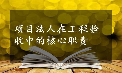 项目法人在工程验收中的核心职责