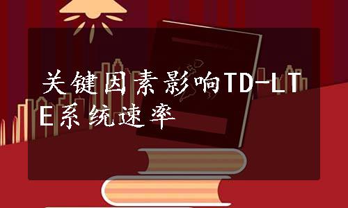 关键因素影响TD-LTE系统速率