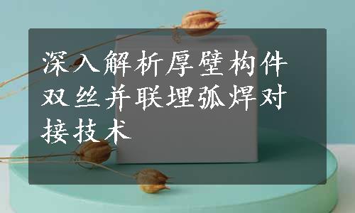 深入解析厚壁构件双丝并联埋弧焊对接技术