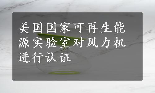 美国国家可再生能源实验室对风力机进行认证