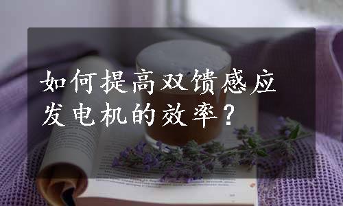 如何提高双馈感应发电机的效率？