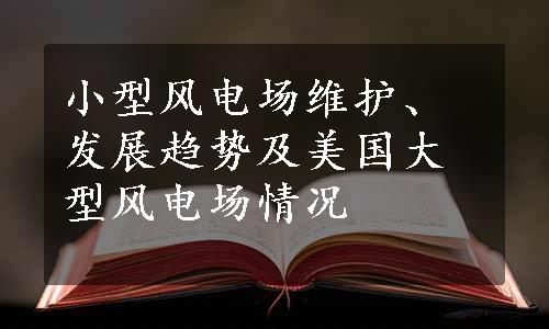 小型风电场维护、发展趋势及美国大型风电场情况