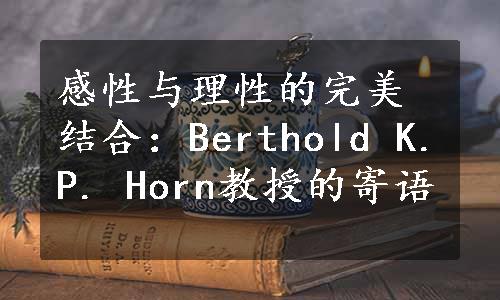 感性与理性的完美结合：Berthold K.P. Horn教授的寄语