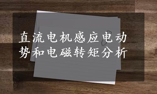 直流电机感应电动势和电磁转矩分析