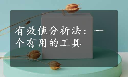 有效值分析法：一个有用的工具