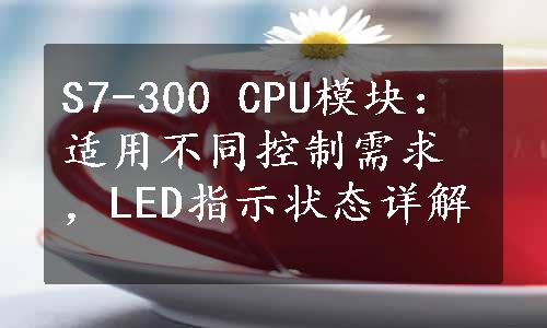 S7-300 CPU模块：适用不同控制需求，LED指示状态详解