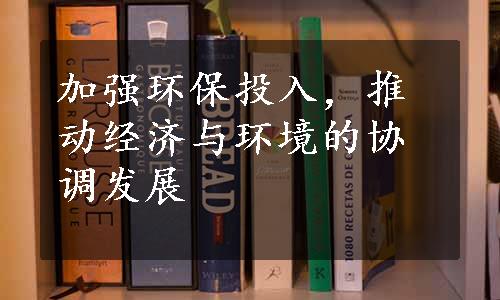 加强环保投入，推动经济与环境的协调发展