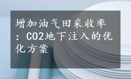 增加油气田采收率：CO2地下注入的优化方案