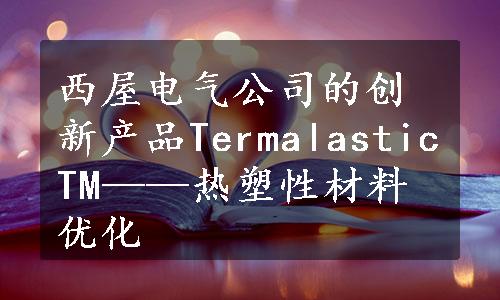 西屋电气公司的创新产品TermalasticTM——热塑性材料优化