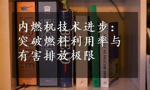 内燃机技术进步：突破燃料利用率与有害排放极限