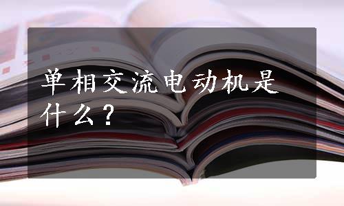 单相交流电动机是什么？