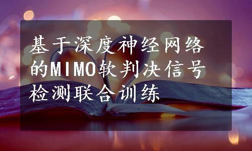 基于深度神经网络的MIMO软判决信号检测联合训练