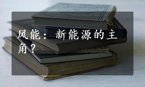 风能：新能源的主角？