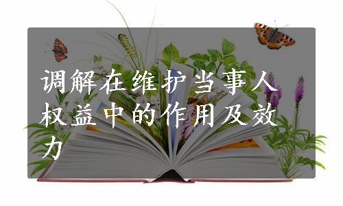 调解在维护当事人权益中的作用及效力