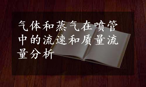 气体和蒸气在喷管中的流速和质量流量分析