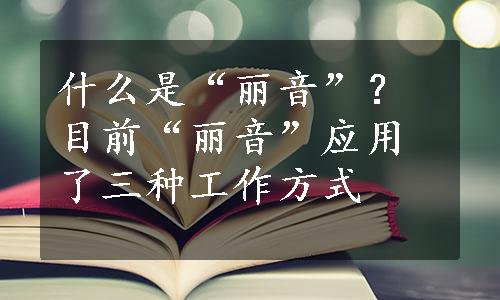 什么是“丽音”？目前“丽音”应用了三种工作方式