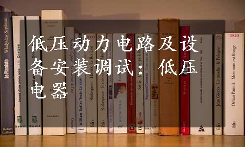 低压动力电路及设备安装调试：低压电器