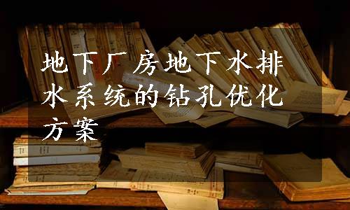 地下厂房地下水排水系统的钻孔优化方案