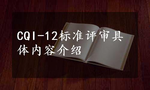 CQI-12标准评审具体内容介绍