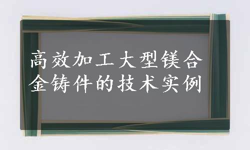 高效加工大型镁合金铸件的技术实例