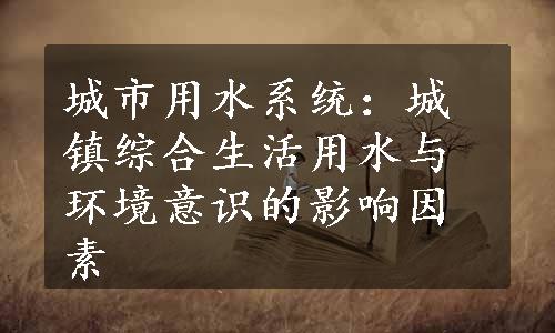 城市用水系统：城镇综合生活用水与环境意识的影响因素