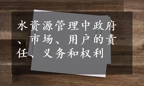 水资源管理中政府、市场、用户的责任、义务和权利