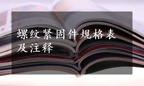 螺纹紧固件规格表及注释