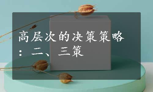 高层次的决策策略：二、三策