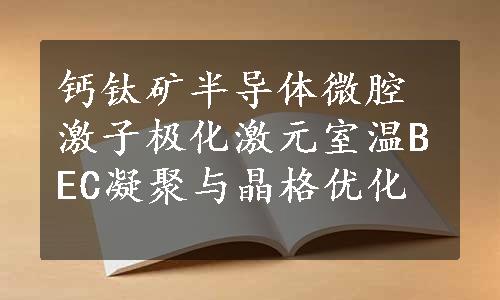 钙钛矿半导体微腔激子极化激元室温BEC凝聚与晶格优化