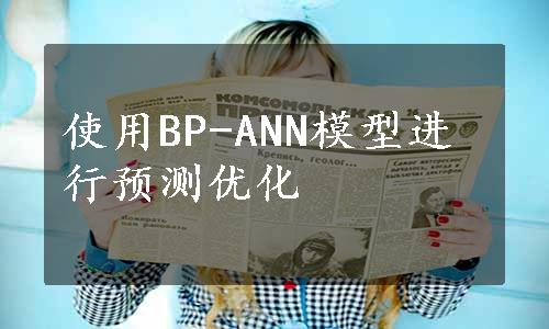 使用BP-ANN模型进行预测优化