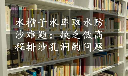 水槽子水库取水防沙难题：缺乏低高程排沙孔洞的问题