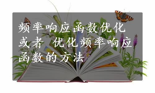 频率响应函数优化 或者 优化频率响应函数的方法