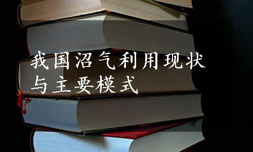 我国沼气利用现状与主要模式