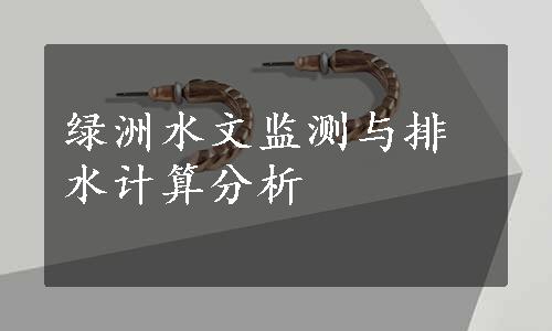 绿洲水文监测与排水计算分析