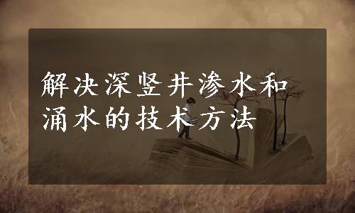 解决深竖井渗水和涌水的技术方法