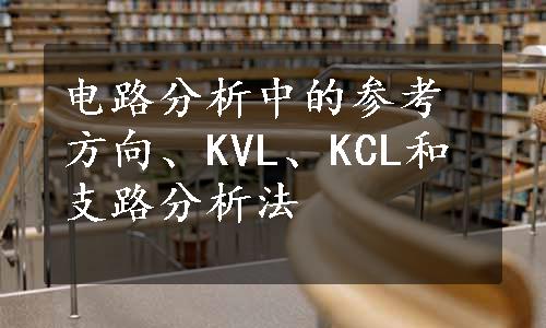 电路分析中的参考方向、KVL、KCL和支路分析法