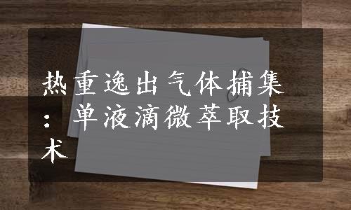 热重逸出气体捕集：单液滴微萃取技术