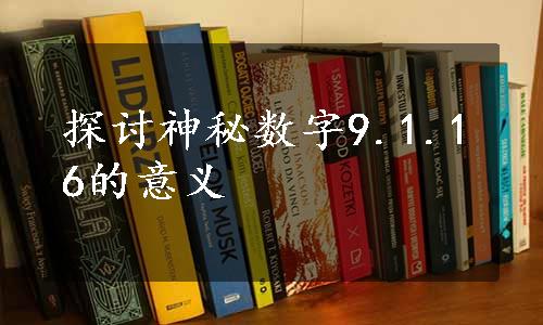 探讨神秘数字9.1.16的意义