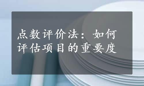 点数评价法：如何评估项目的重要度